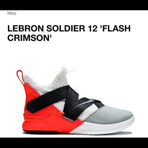 Nike Lebron Soldier XII 2018 Mens Size 11 Red White Black Gray A04054-102.